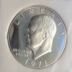 1971-S, Eisenhower Dollar, Silver Proof-70 Cameo, INB 2213139024