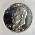 1973-S, Eisenhower Dollar, Silver Proof 65 Cameo, Tru Grade Service 038680